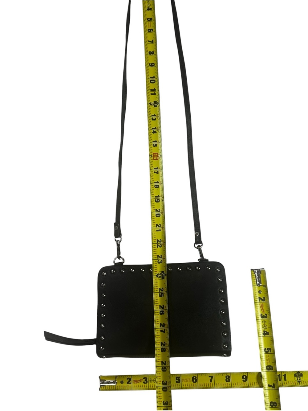 Topshop Black Studded Crossbody Bag Faux Leather Minimalist Shoulder Purse Small - Picture 7 of 9